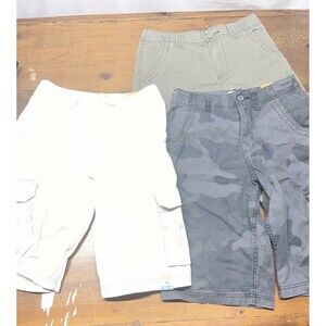 Lot Of 3 Arizona Cargo Shorts Youth 16 Regular Khaki, Camo, Olive